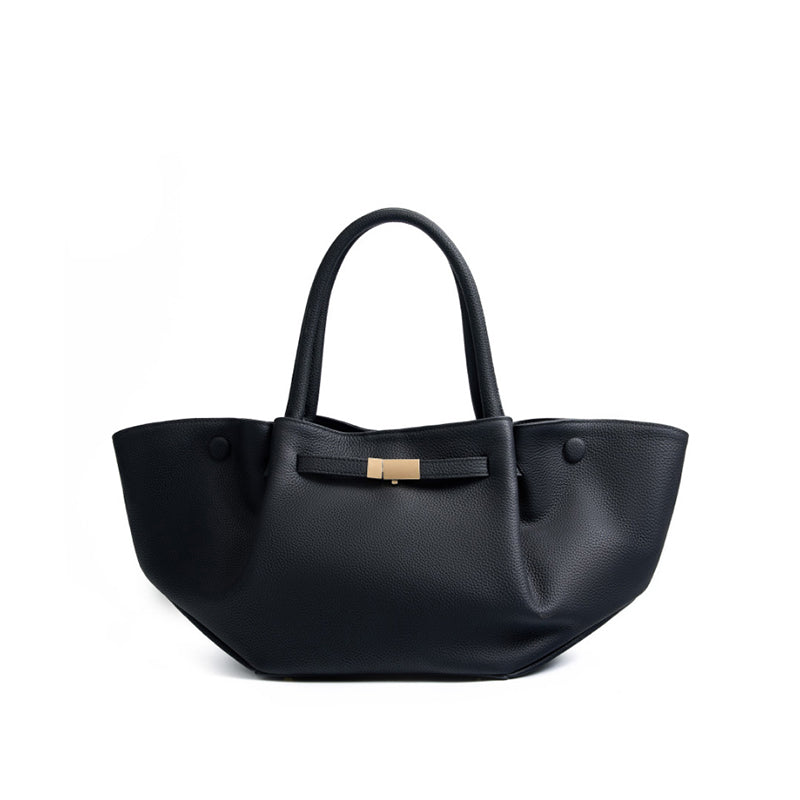 Genuine leather fashion simple tote bag niche solid color wing bag versatile bags