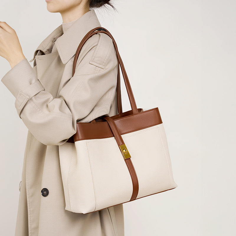 Cowhide commuting tote bag large capacity underarm bag versatile fashion trend women's bag