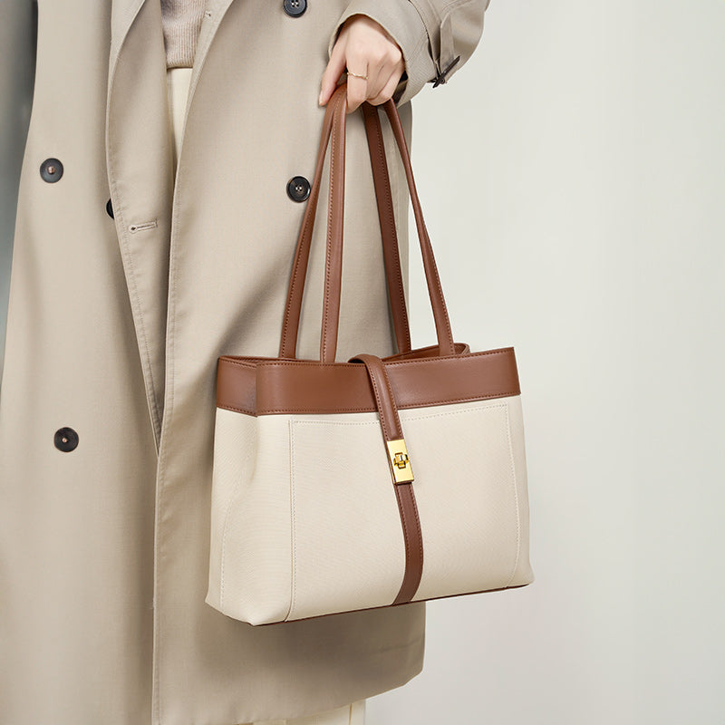 Cowhide commuting tote bag large capacity underarm bag versatile fashion trend women's bag