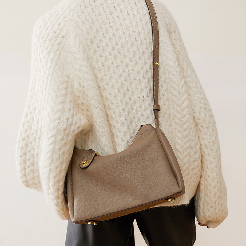 High-grade genuine leather shoulder crossbody fashionable underarm bag for women