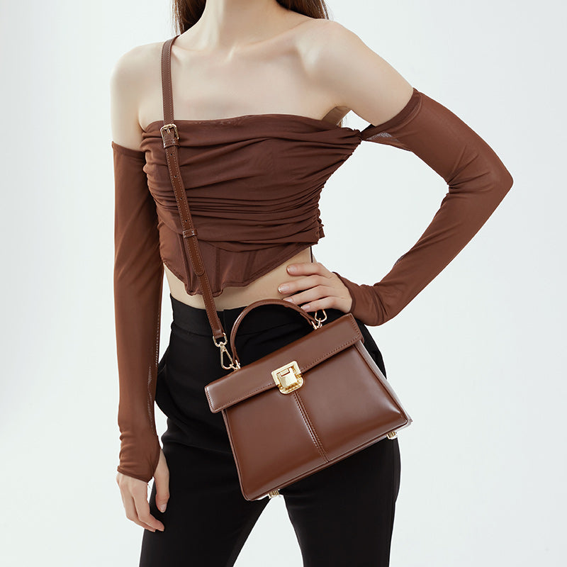 Genuine leather horseshoe buckle Kelly bag high-quality texture handbag shoulder crossbody bag