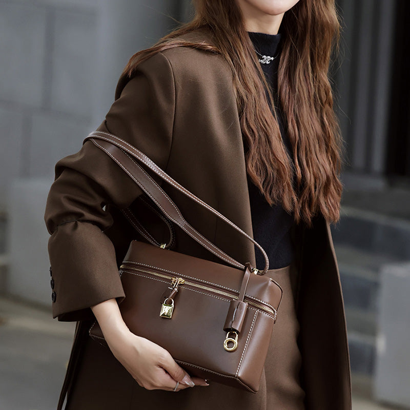 Cowhide handbag commuter fashion genuine leather shoulder crossbody bag elegant temperament women's bag