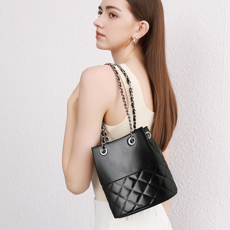 Cowhide genuine leather crossbody bag high-end baguette underarm bag