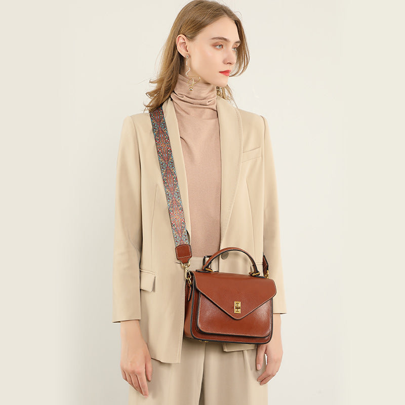 Genuine vegetable tanned cowhide handbag fashionable shoulder crossbody messenger bag