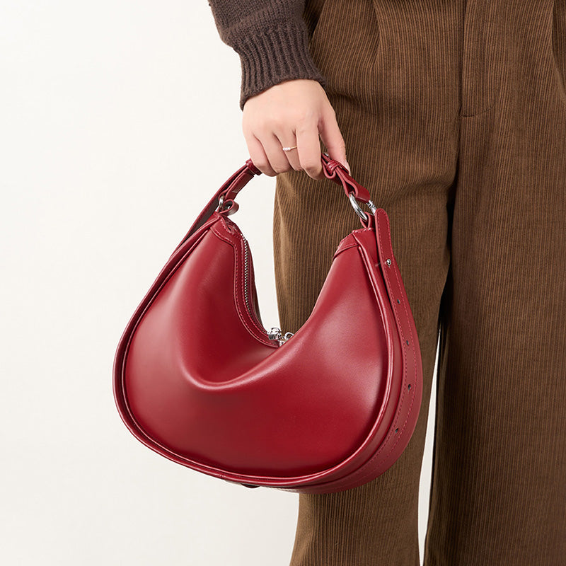Genuine leather niche shoulder bag simple underarm bag crossbody handbag versatile women's bag