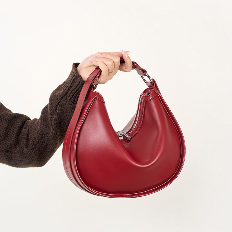 Genuine leather niche shoulder bag simple underarm bag crossbody handbag versatile women's bag
