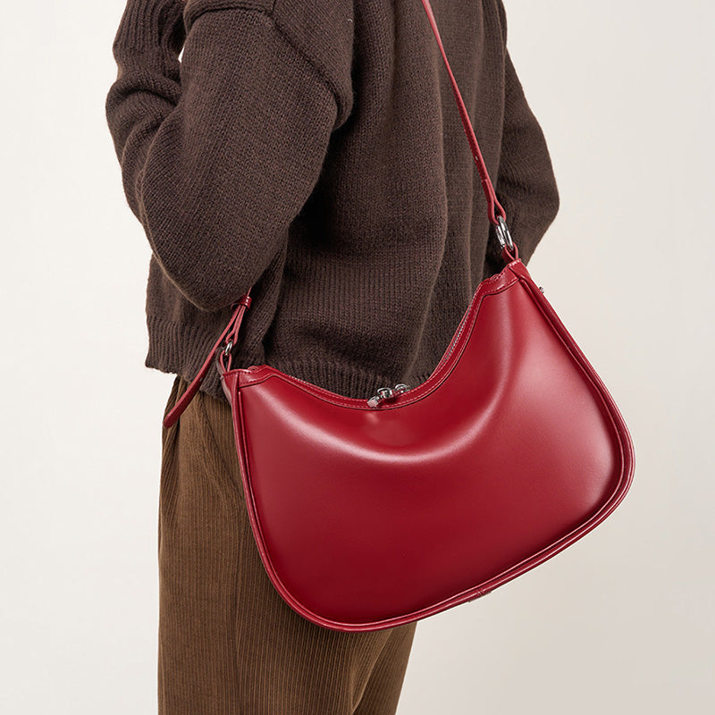 Genuine leather niche shoulder bag simple underarm bag crossbody handbag versatile women's bag