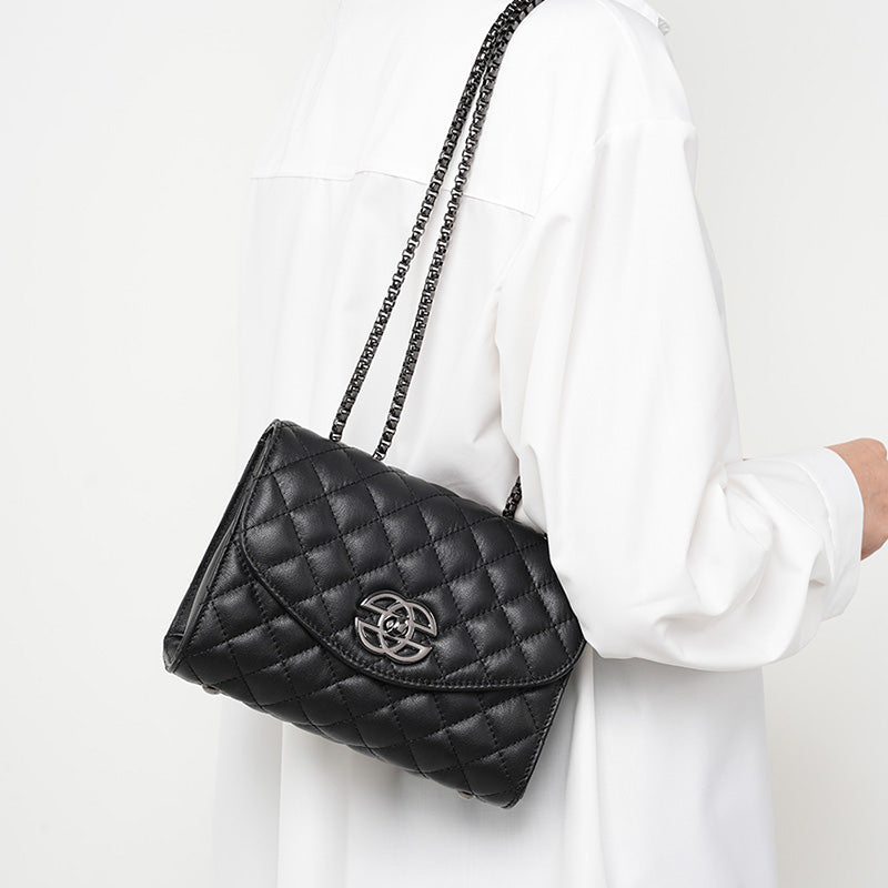 Top layer cowhide chain shoulder bag crossbody high-end light luxury genuine leather women's bag