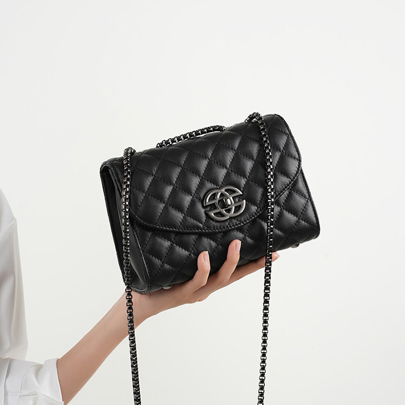 Top layer cowhide chain shoulder bag crossbody high-end light luxury genuine leather women's bag