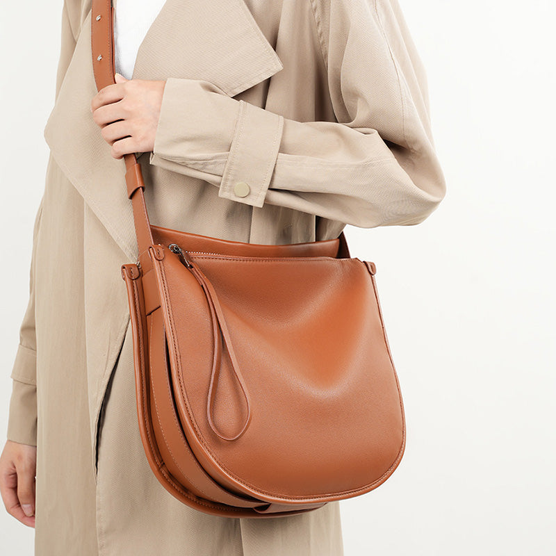 Lazy style minimalist tote bag comfortable soft leather women's bag cowhide commuting large capacity shoulder messenger bag