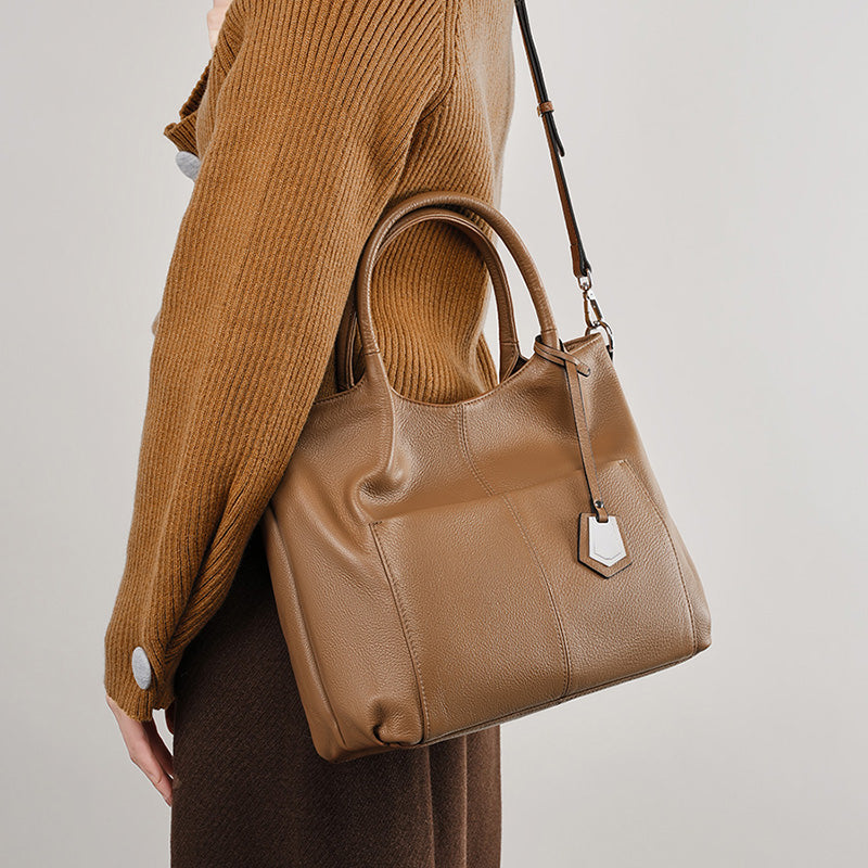 Genuine leather bag women's shoulder bag large capacity tote bag middle-aged mother bag messenger bag