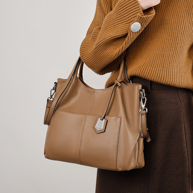 Genuine leather bag women's shoulder bag large capacity tote bag middle-aged mother bag messenger bag
