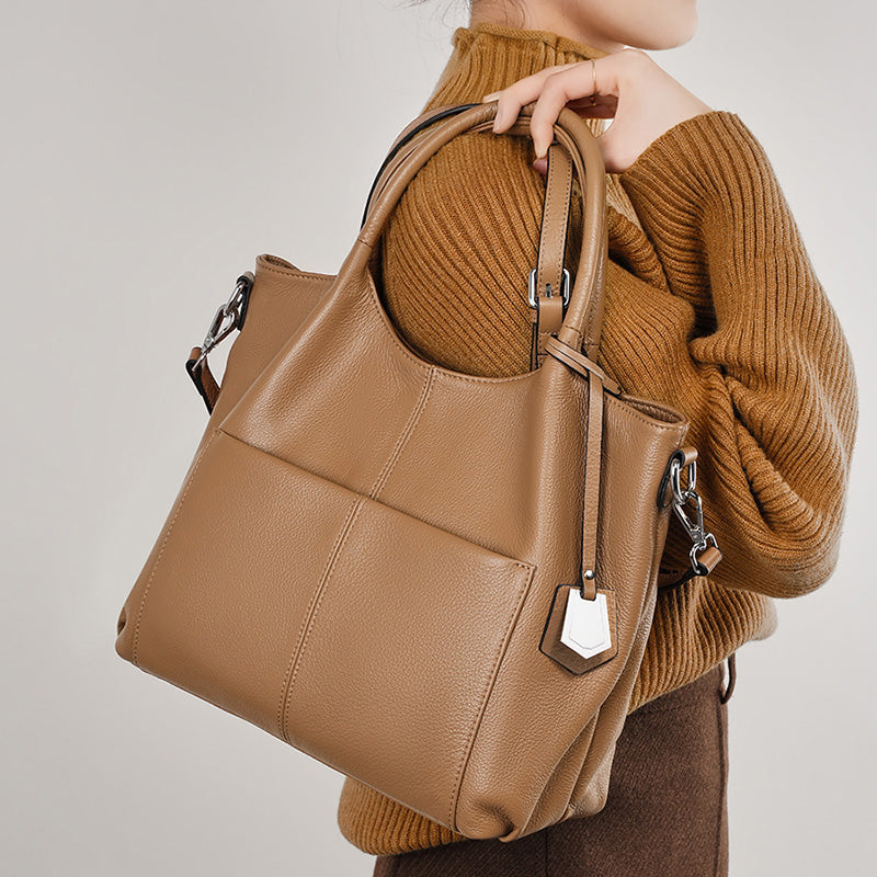 Genuine leather bag women's shoulder bag large capacity tote bag middle-aged mother bag messenger bag