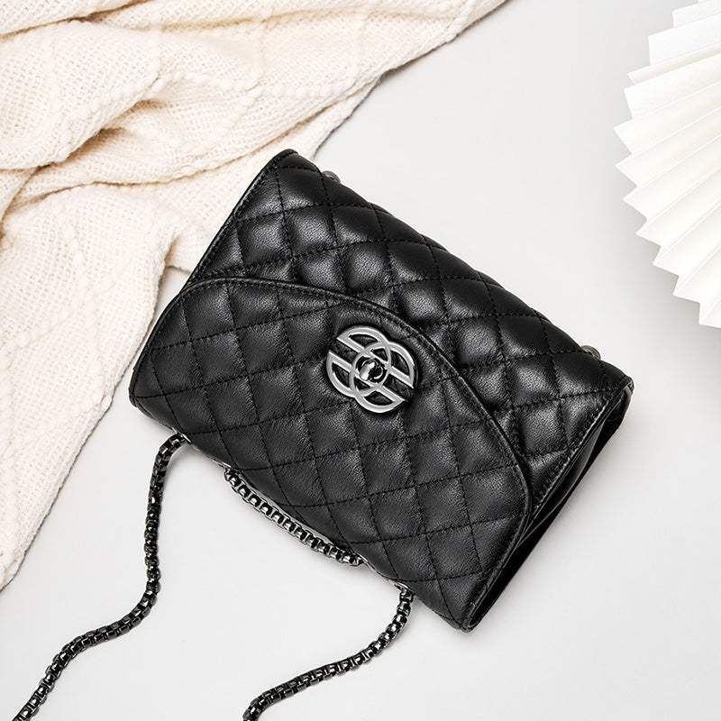 Top layer cowhide chain shoulder bag crossbody high-end light luxury genuine leather women's bag