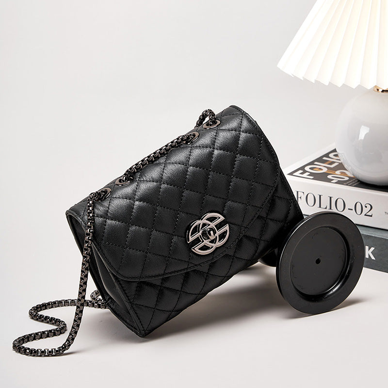 Top layer cowhide chain shoulder bag crossbody high-end light luxury genuine leather women's bag