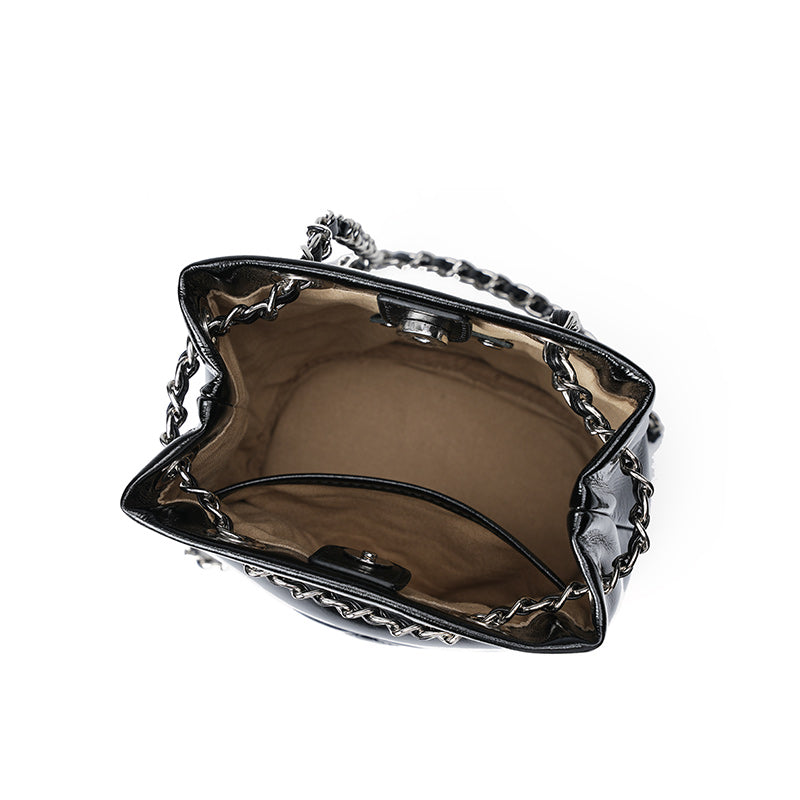 Cowhide genuine leather crossbody bag high-end baguette underarm bag