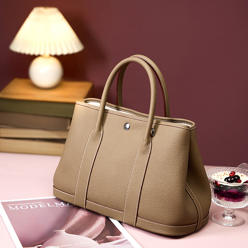 Genuine leather one-shoulder crossbody tote bag versatile handbag shopping bag bucket bag