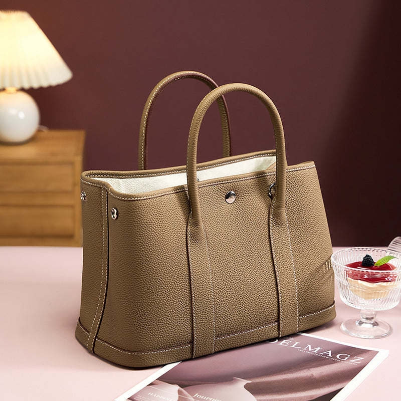 Genuine leather one-shoulder crossbody tote bag versatile handbag shopping bag bucket bag