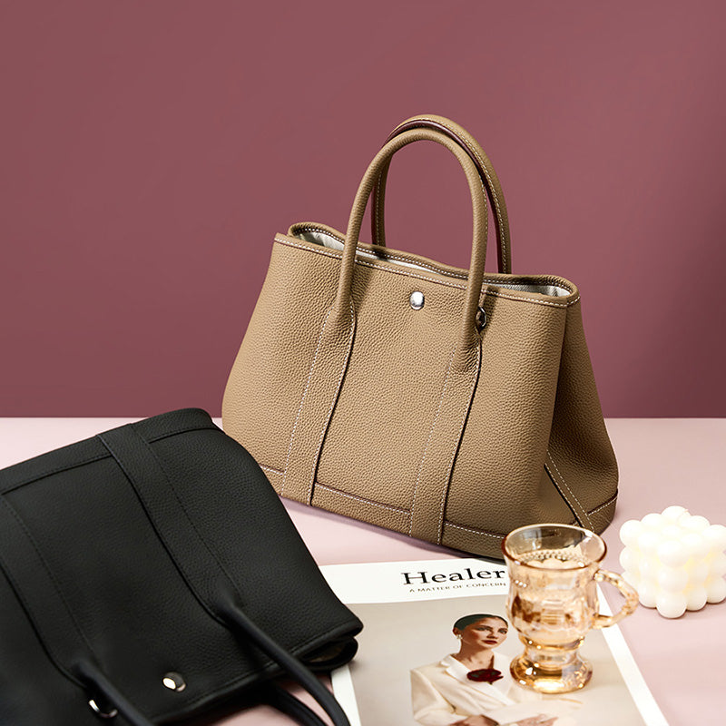 Genuine leather one-shoulder crossbody tote bag versatile handbag shopping bag bucket bag