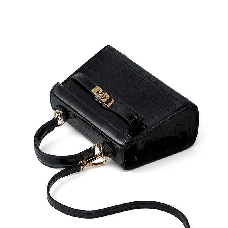 Genuine leather crossbody light luxury handbag crocodile pattern Kelly bag cowhide women's bag