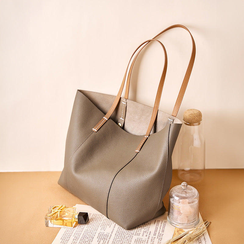 First layer cowhide handmade tote bag women's commuter bag large capacity portable shoulder bag