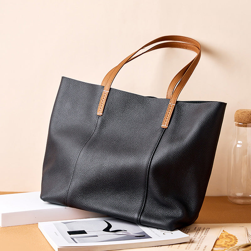 First layer cowhide handmade tote bag women's commuter bag large capacity portable shoulder bag