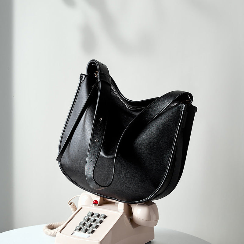 Lazy style minimalist tote bag comfortable soft leather women's bag cowhide commuting large capacity shoulder messenger bag