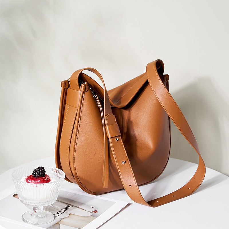 Lazy style minimalist tote bag comfortable soft leather women's bag cowhide commuting large capacity shoulder messenger bag