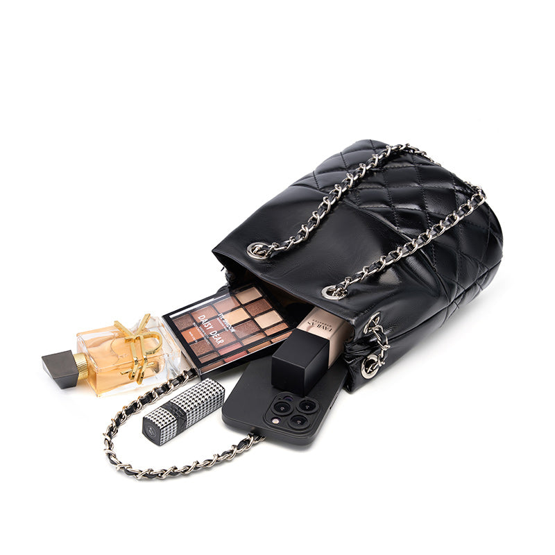 Cowhide genuine leather crossbody bag high-end baguette underarm bag