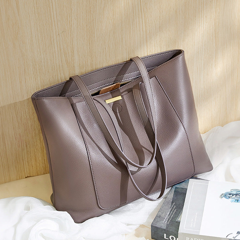 High-end large-capacity tote bag for women, trendy commuting versatile shoulder bag genuine leather