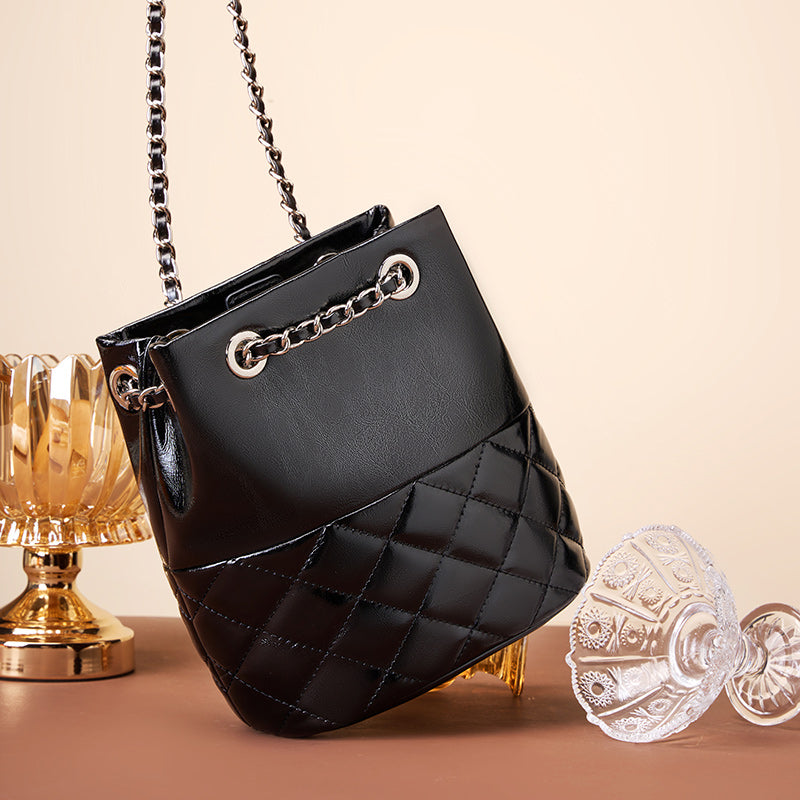 Cowhide genuine leather crossbody bag high-end baguette underarm bag