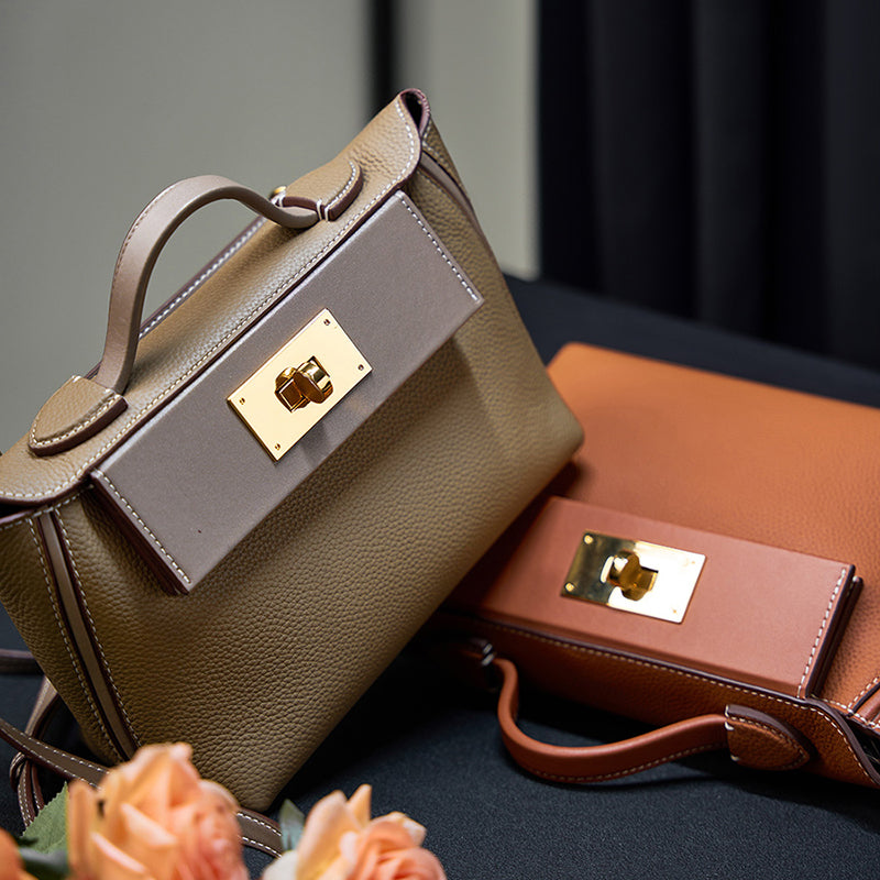 Genuine leather Kelly bag mini top layer cowhide backpack handbag shoulder crossbody backpack