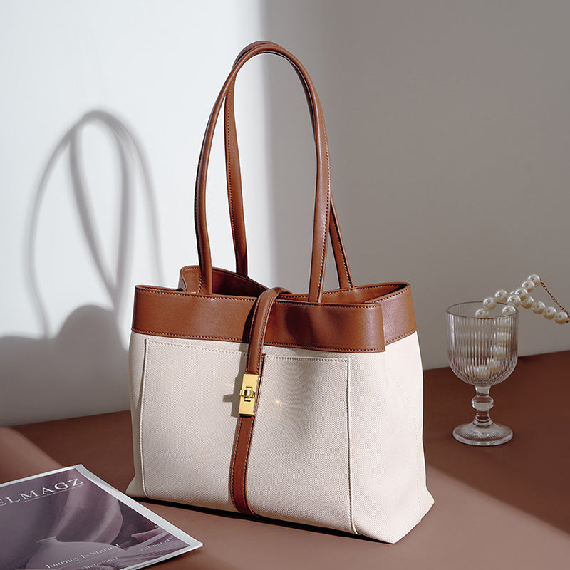 Cowhide commuting tote bag large capacity underarm bag versatile fashion trend women's bag