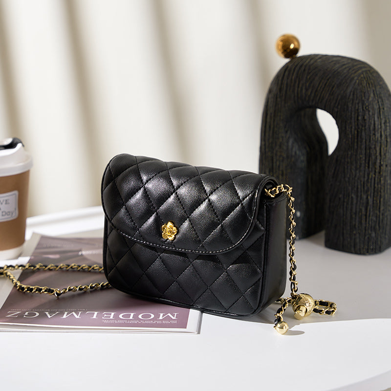 Cowhide diamond shoulder bag messenger bag genuine leather chain underarm bag women's bag