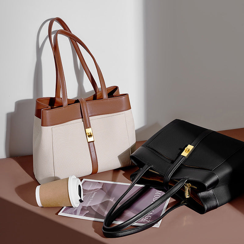 Cowhide commuting tote bag large capacity underarm bag versatile fashion trend women's bag