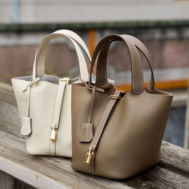 Bucket bag genuine leather handbag