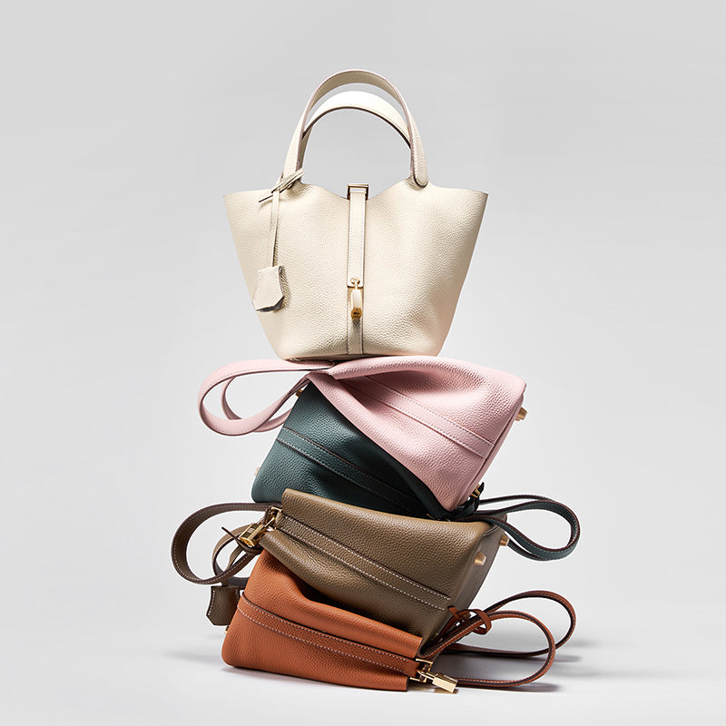 Bucket bag genuine leather handbag