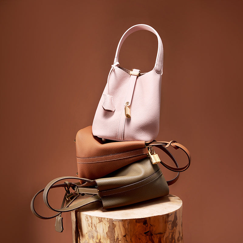 Bucket bag genuine leather handbag