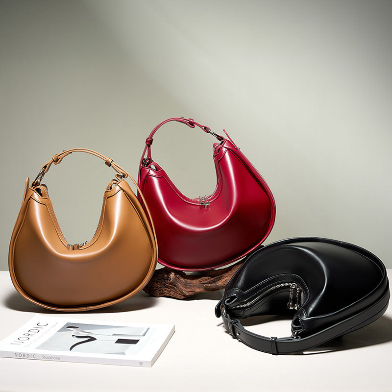 Genuine leather niche shoulder bag simple underarm bag crossbody handbag versatile women's bag