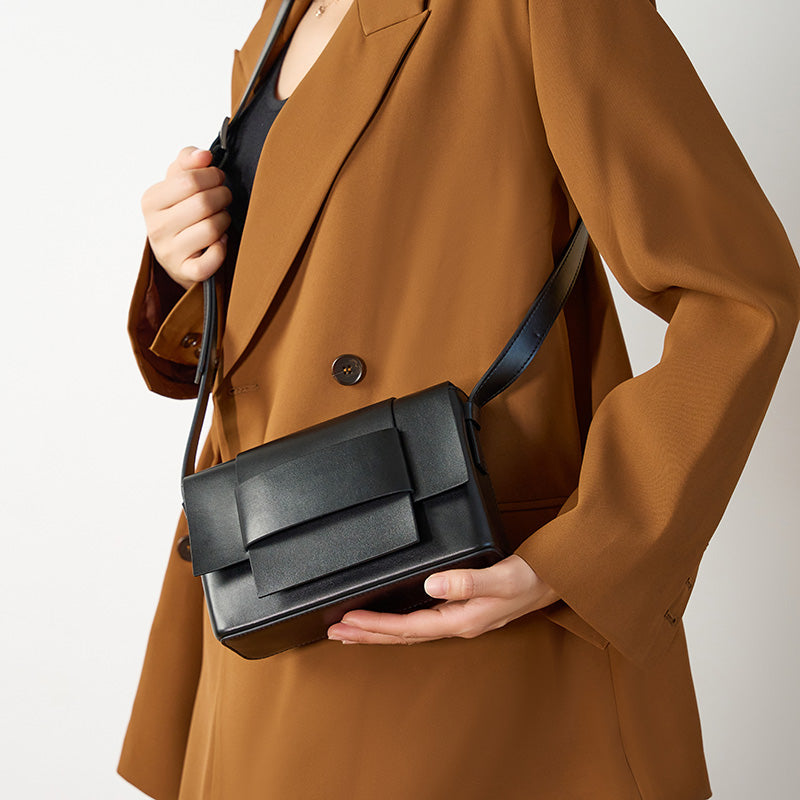 Soft leather woven genuine leather small square bag niche design single shoulder cowhide women's bag