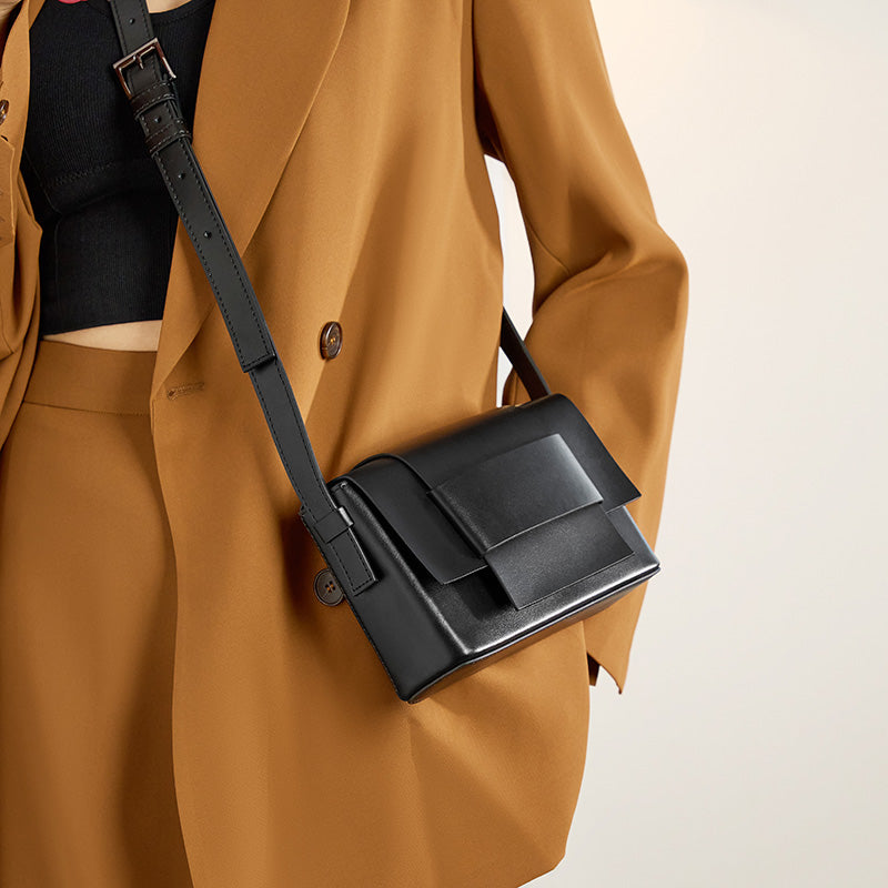 Soft leather woven genuine leather small square bag niche design single shoulder cowhide women's bag