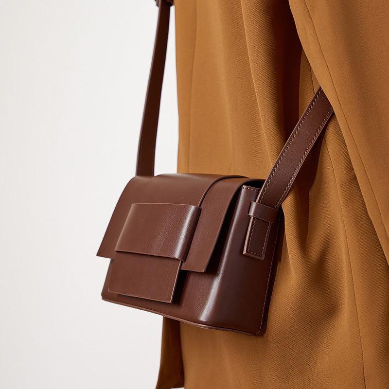 Soft leather woven genuine leather small square bag niche design single shoulder cowhide women's bag