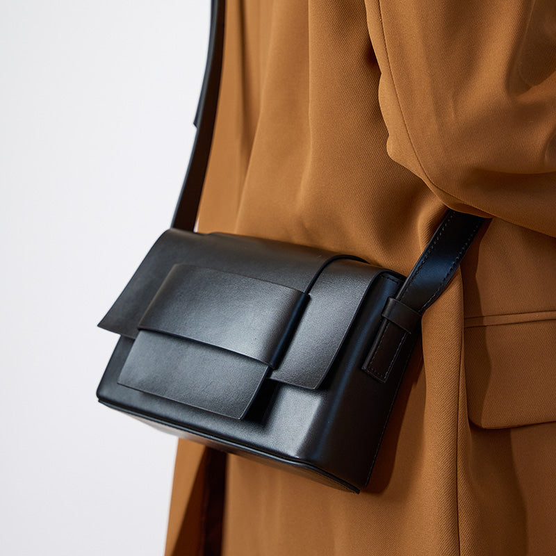Soft leather woven genuine leather small square bag niche design single shoulder cowhide women's bag