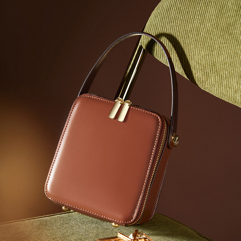Genuine leather women's fashion box bag light luxury crossbody bag handbag shoulder bag