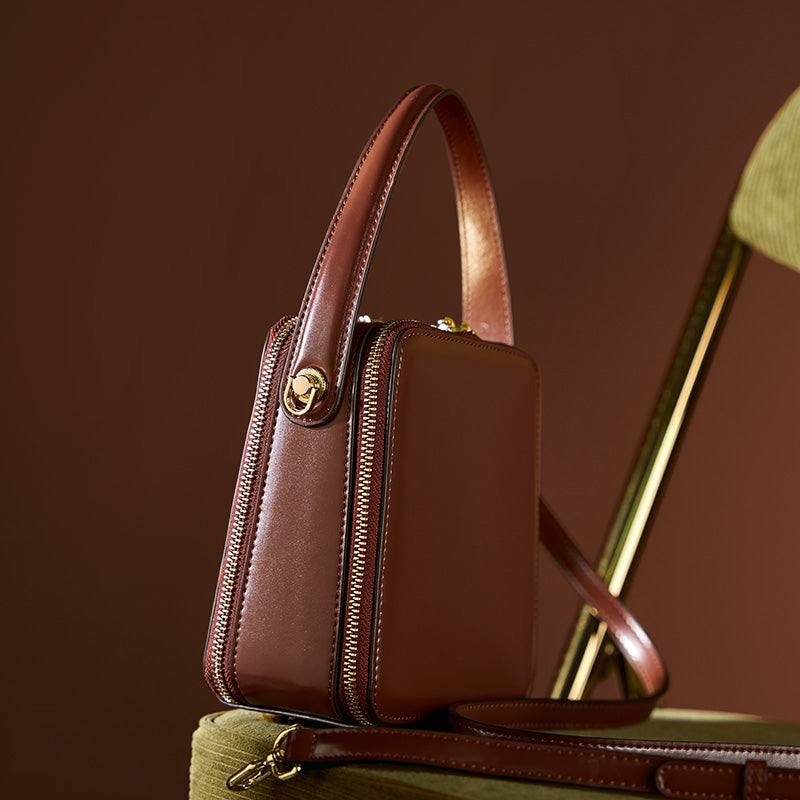 Genuine leather women's fashion box bag light luxury crossbody bag handbag shoulder bag
