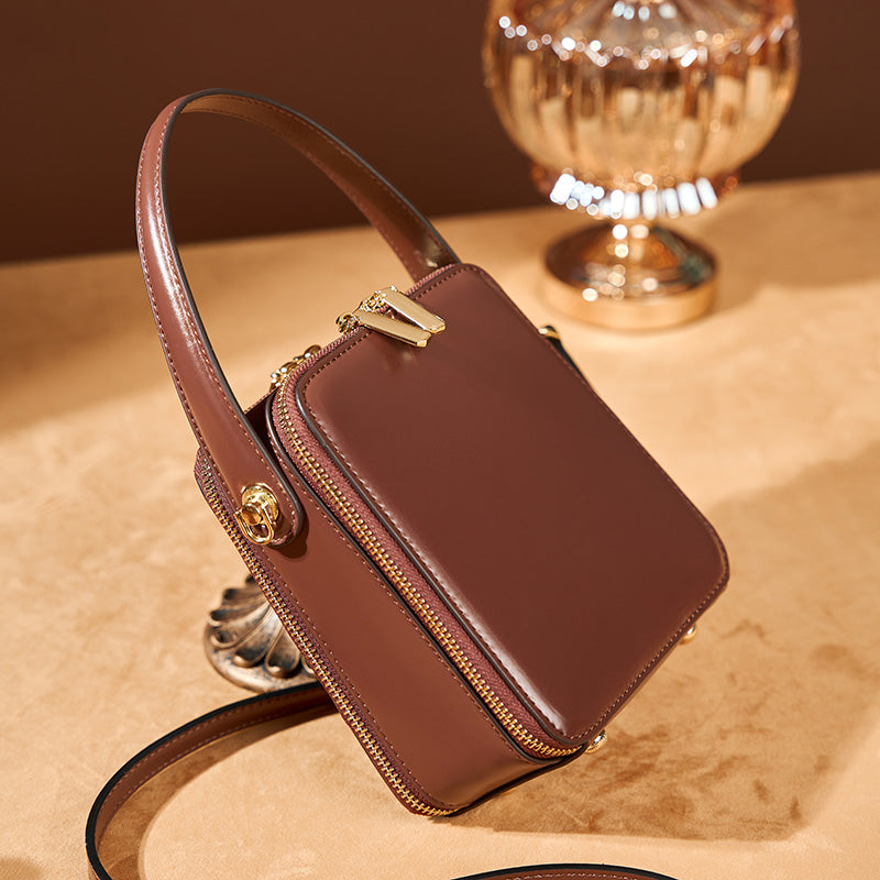 Genuine leather women's fashion box bag light luxury crossbody bag handbag shoulder bag