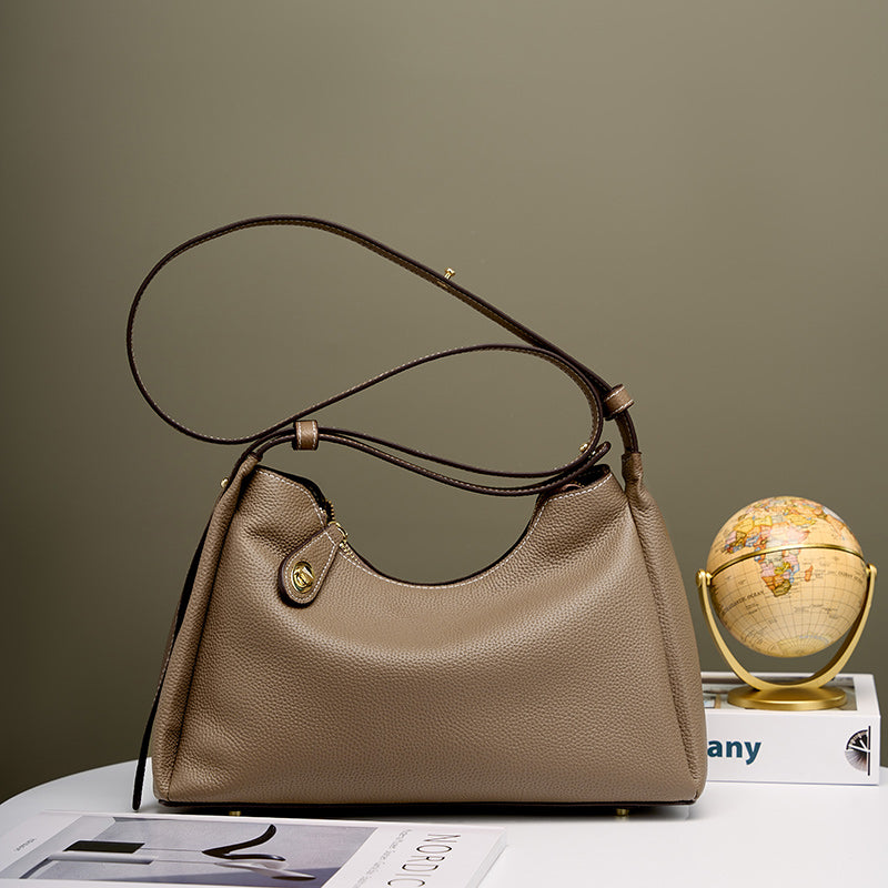 High-grade genuine leather shoulder crossbody fashionable underarm bag for women