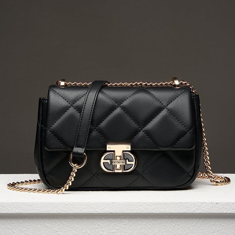 Genuine leather fashionable crossbody bag trendy shoulder chain bag women's bag