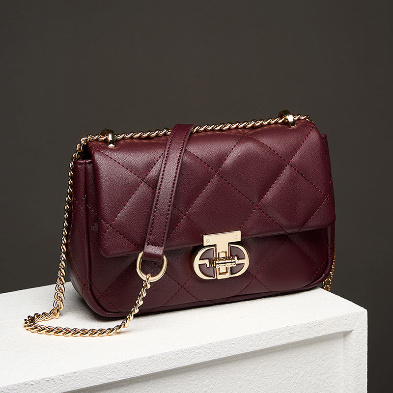 Genuine leather fashionable crossbody bag trendy shoulder chain bag women's bag