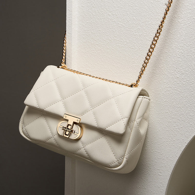 Genuine leather fashionable crossbody bag trendy shoulder chain bag women's bag